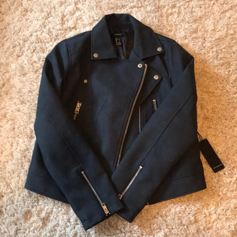 NWT blue leather jacket